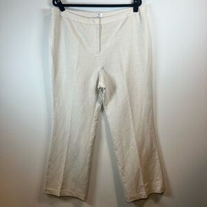 Tahari Arthur S Levine Straight Trouser Paints  Beige Lined Career Linen Size 18